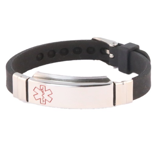 Black emergency medical ID wristband