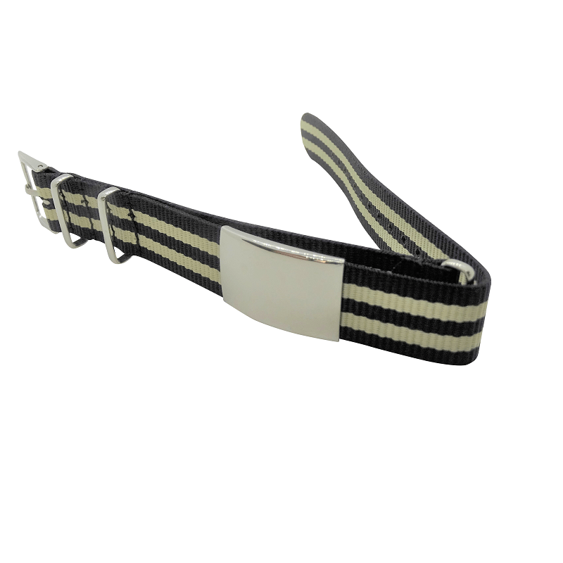 Nylon Watchband Style 8 -Black & Beige