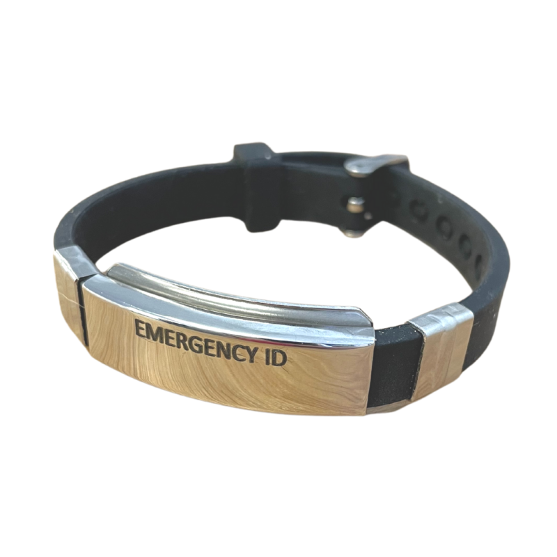 BLACK Slim Watchband Style Silicone Wristband by Emergency ID Australia medical alerts 1