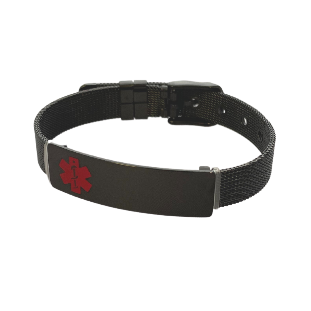 Vnox Free Custom Black Stainless Steel Medical Alert ID Bracelets for  Men,Braided Leather Rope Chain Wristband Jewelry - AliExpress