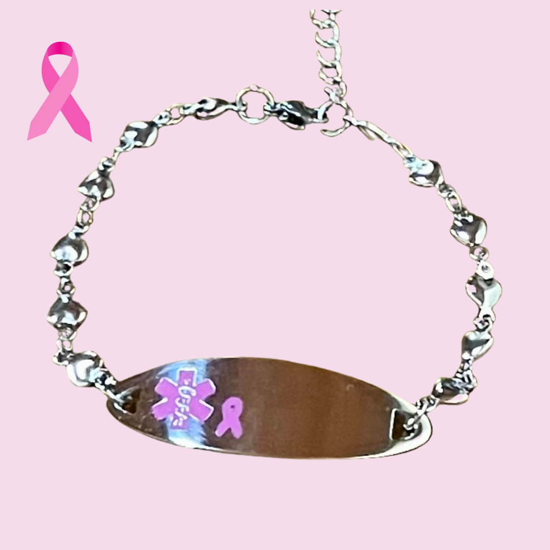 Breast Cancer Emergency ID medical alert gold bracelet 5